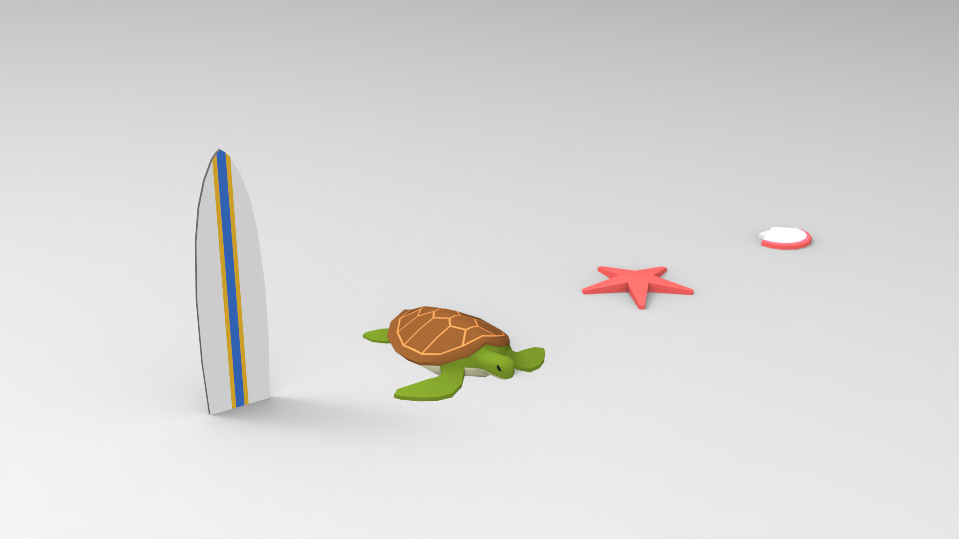 low poly beach props Low-poly 3D model_12