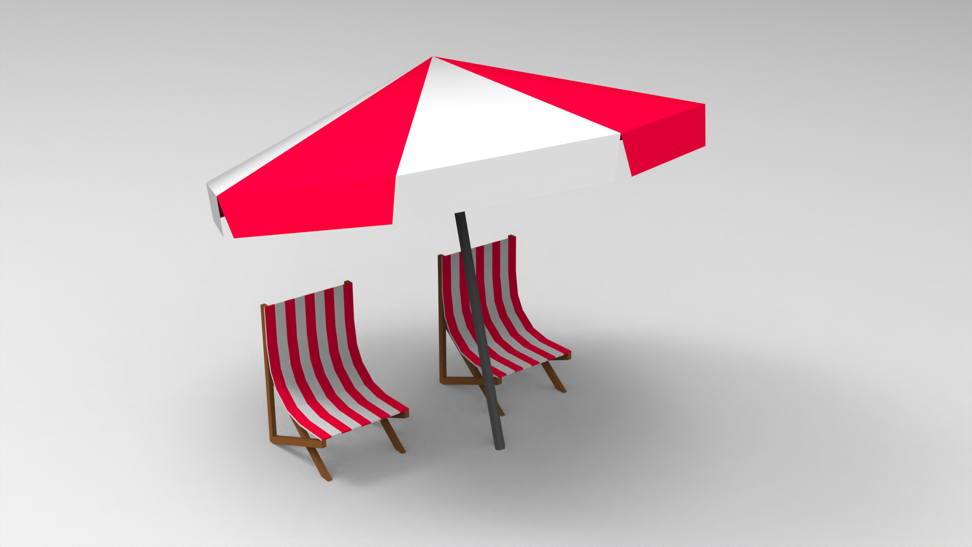 low poly beach props Low-poly 3D model_11