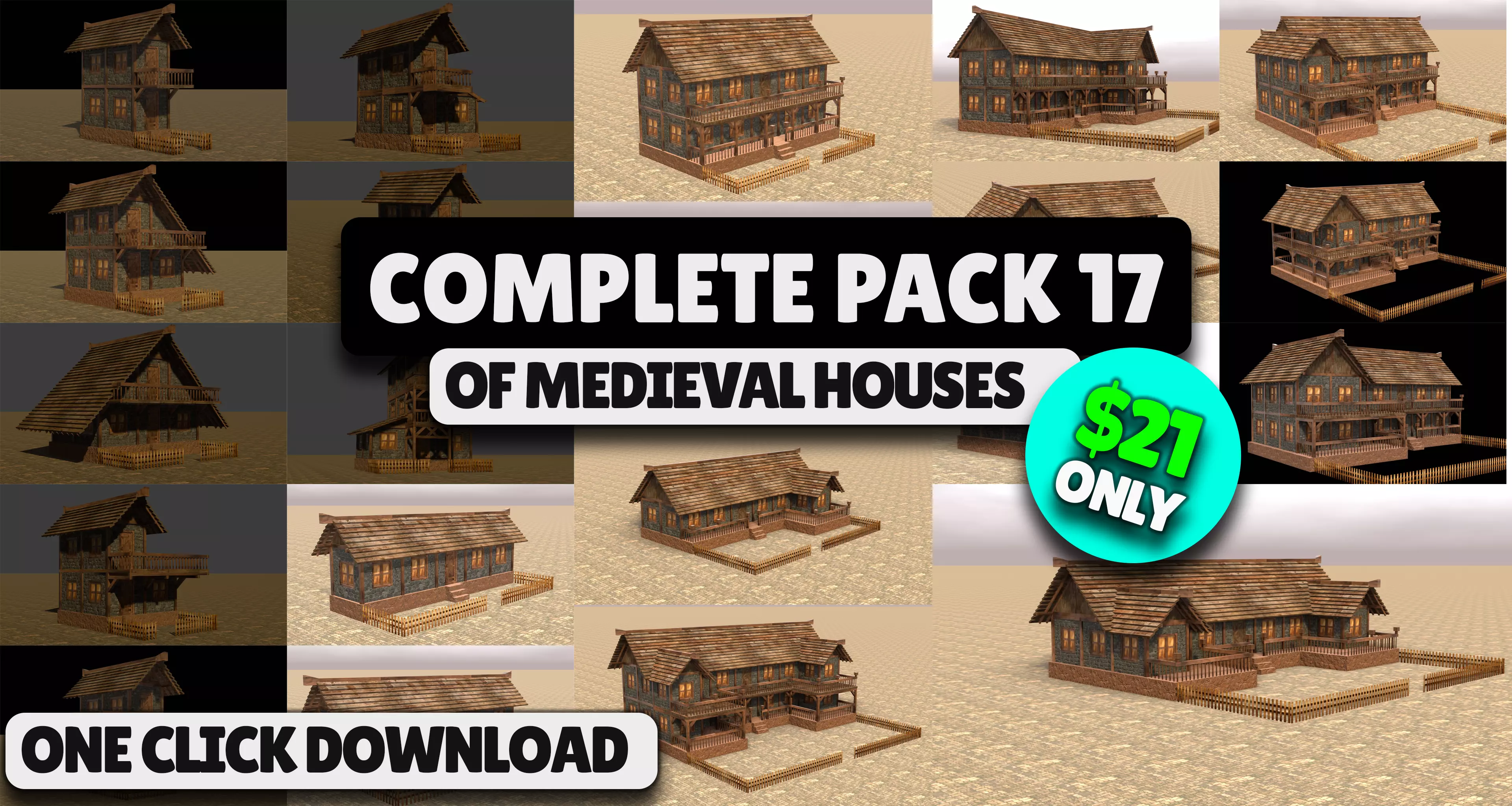 Extensive Low Poly Medieval House Models for Game Designers Low-poly 3D model_0
