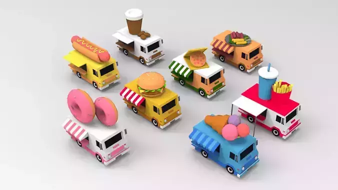 low poly foodtruck