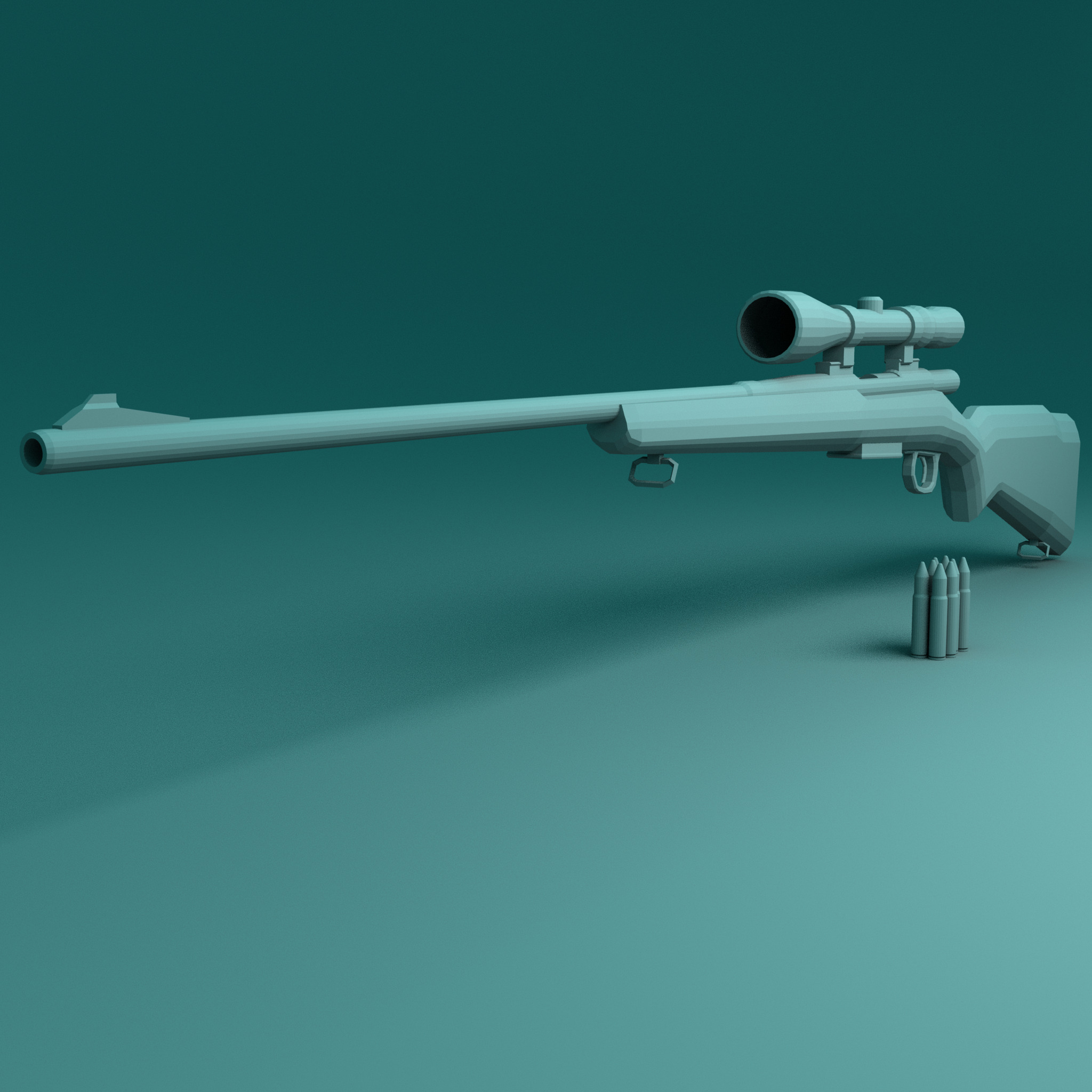 Hunting Rifle Low-poly 3D model_2