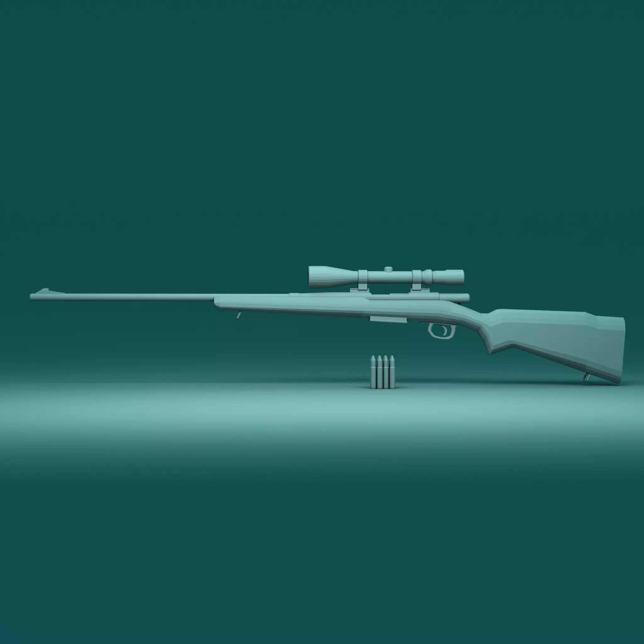 Hunting Rifle Low-poly 3D model_0