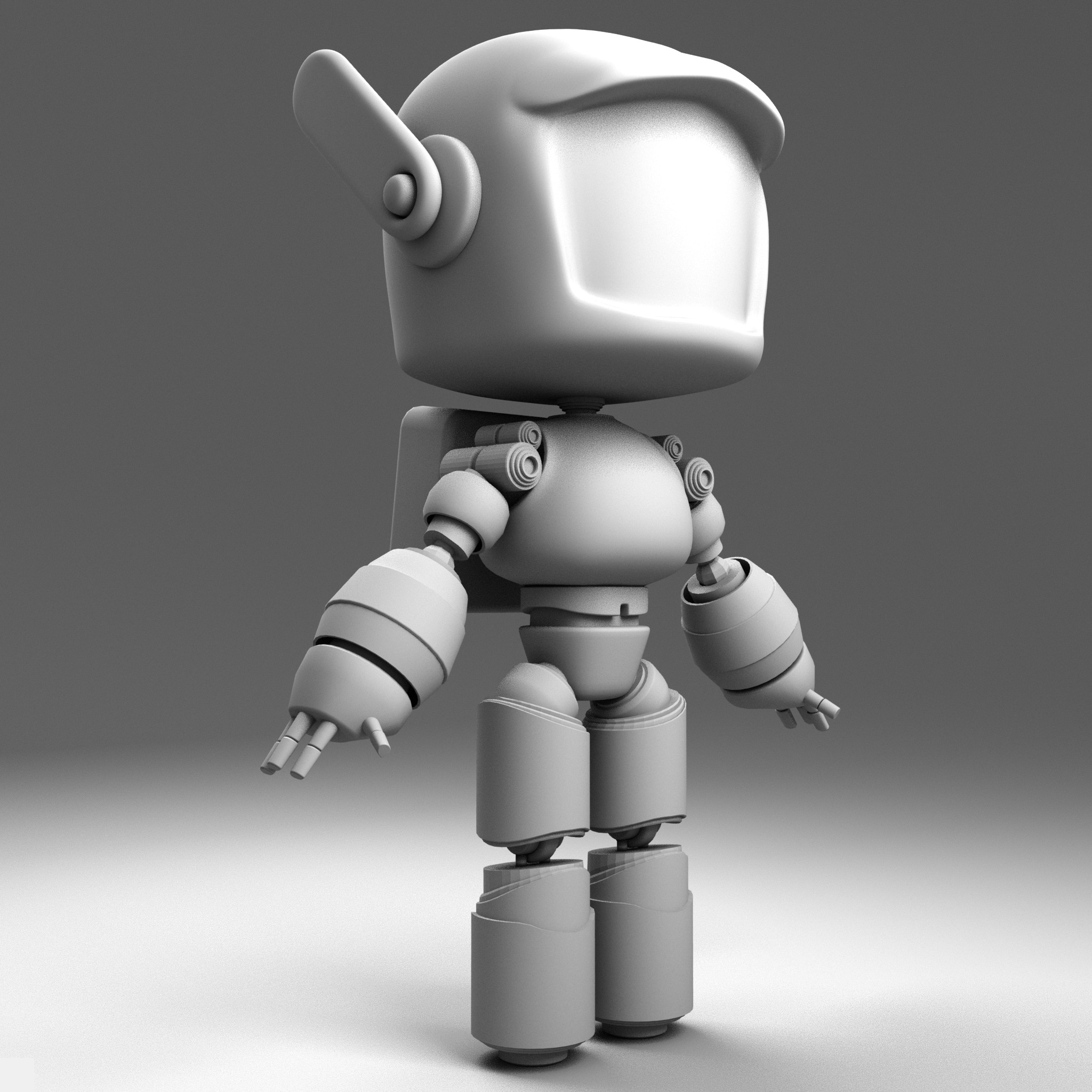 Cute Robot Low-poly 3D model_1