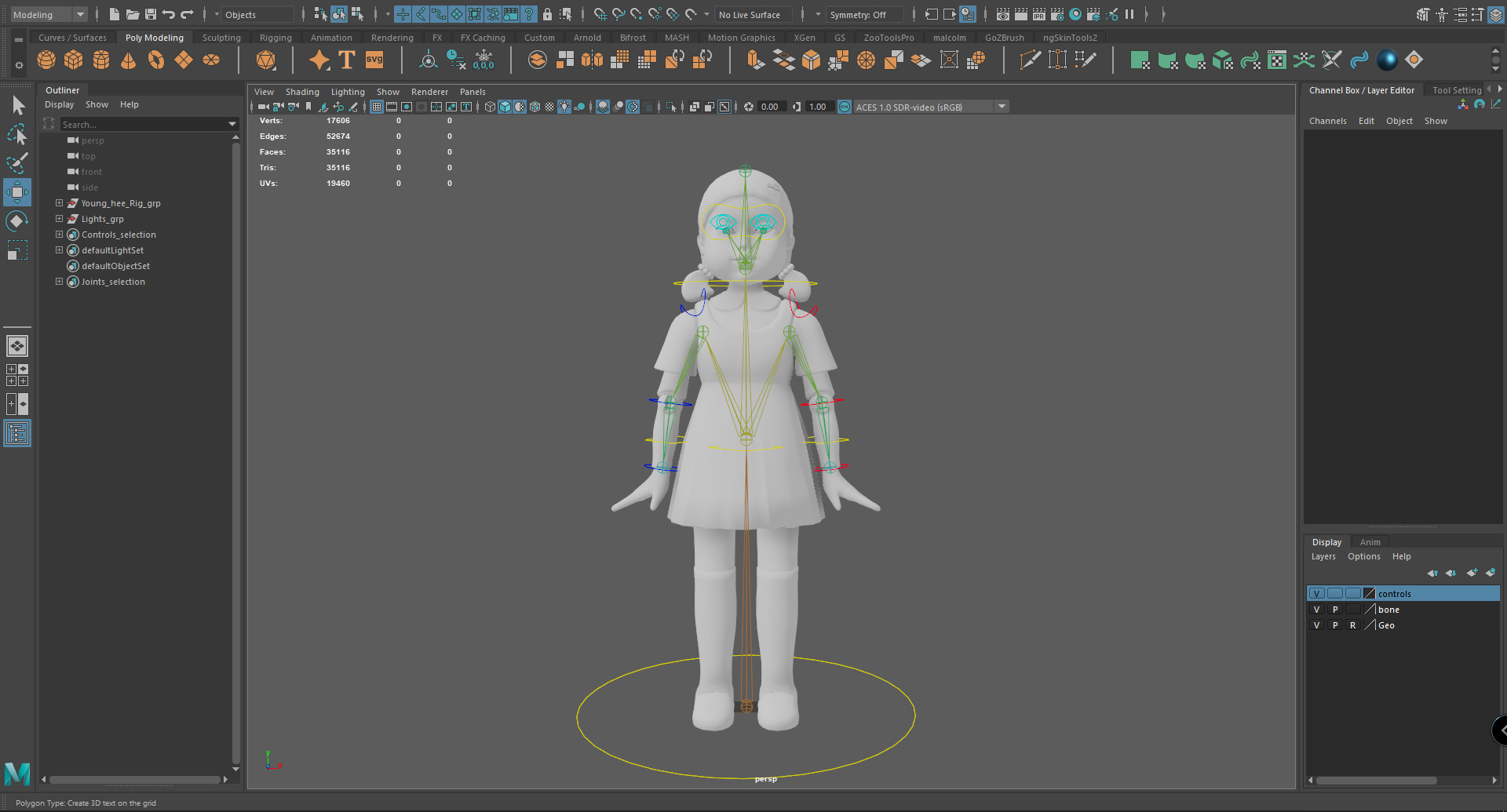 Squid Game Doll 3D Model - Fully Rigged for Animation 3D model_6