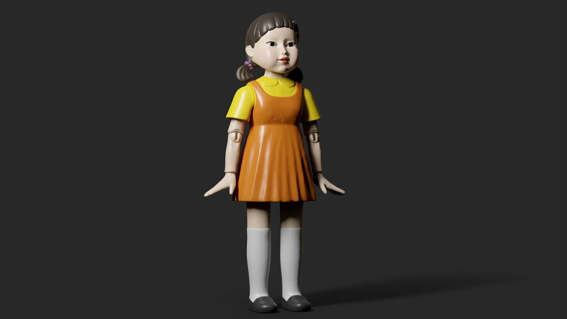Squid Game Doll 3D Model - Fully Rigged for Animation 3D model_7