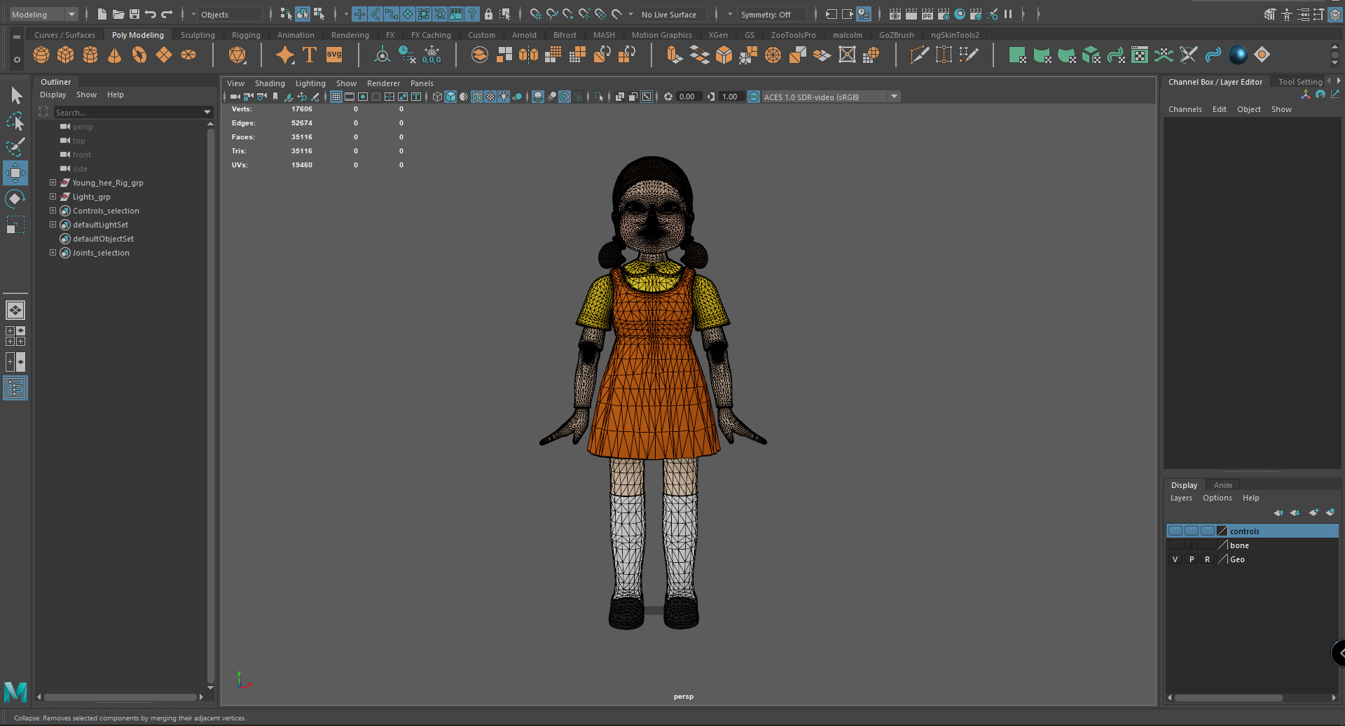 Squid Game Doll 3D Model - Fully Rigged for Animation 3D model_15