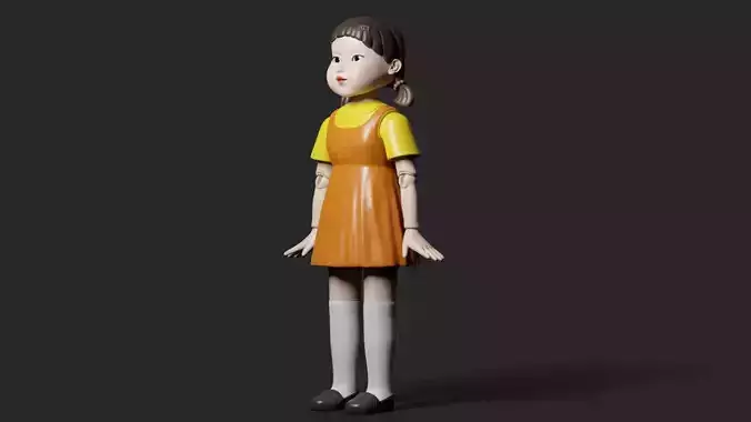 Squid Game Doll 3D Model - Fully Rigged for Animation 3D model