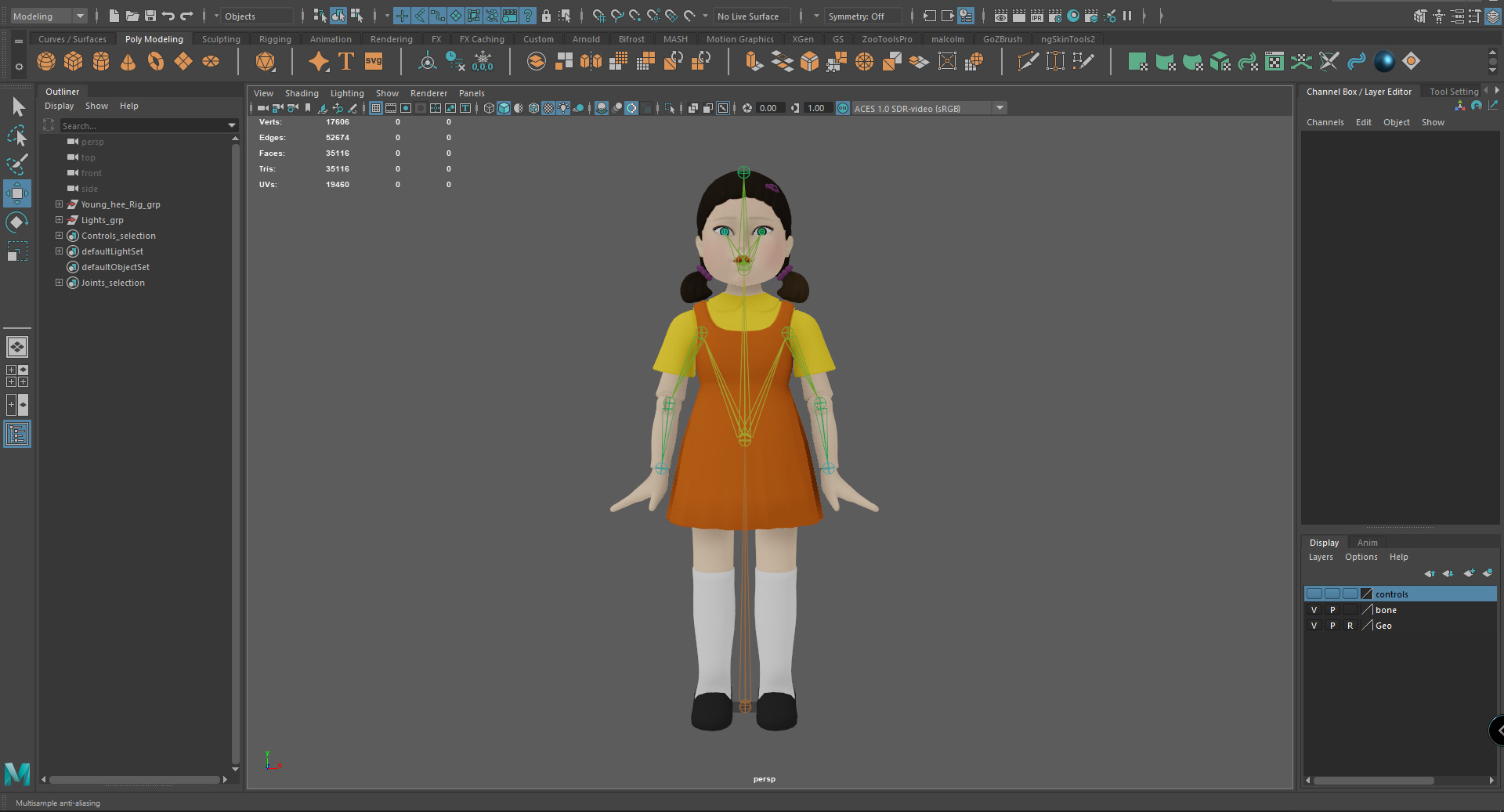 Squid Game Doll 3D Model - Fully Rigged for Animation 3D model_14