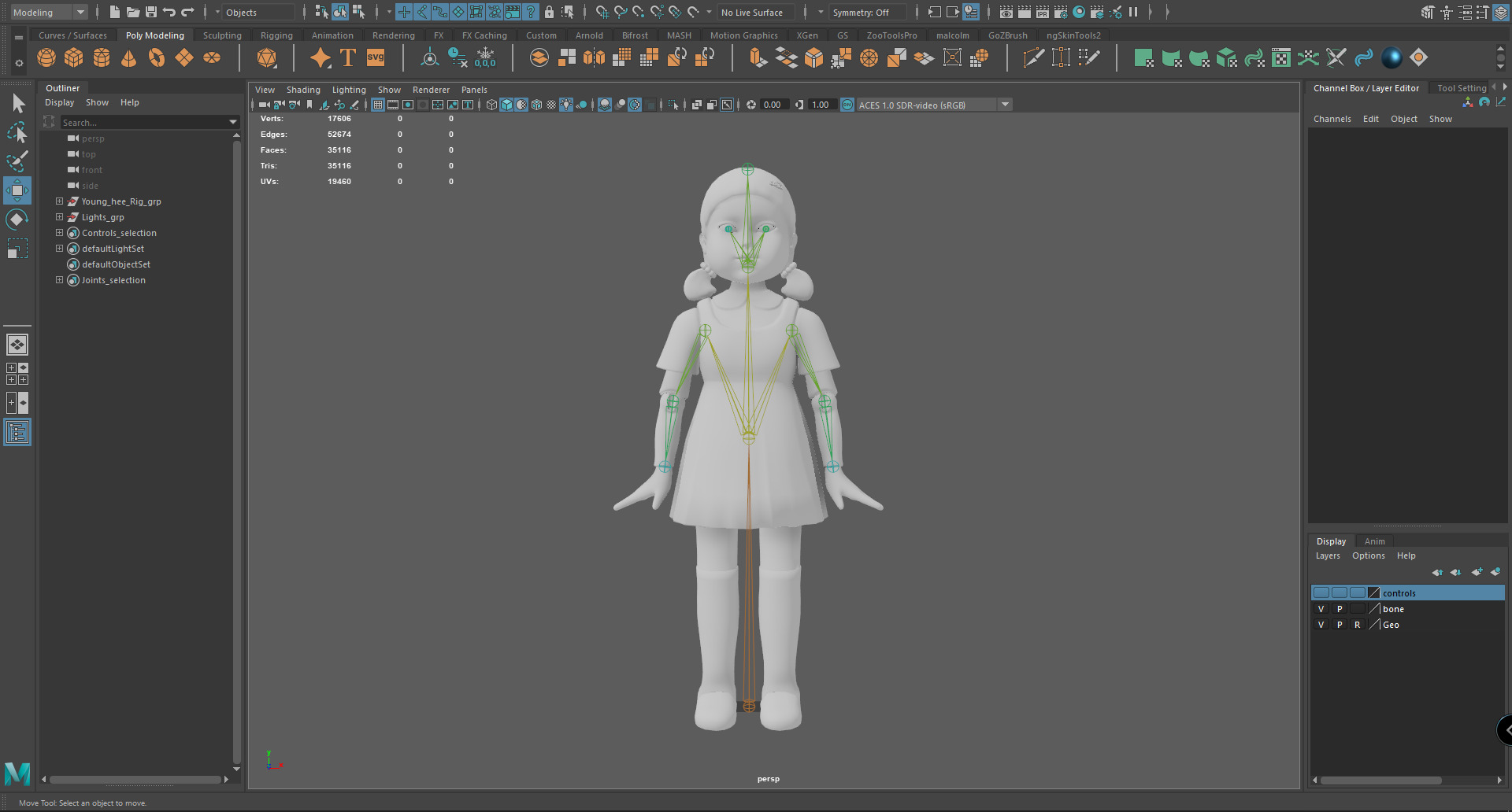 Squid Game Doll 3D Model - Fully Rigged for Animation 3D model_5