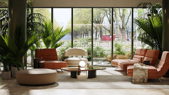 Archmodels vol 296 - hotel lobby furniture 3D model 4