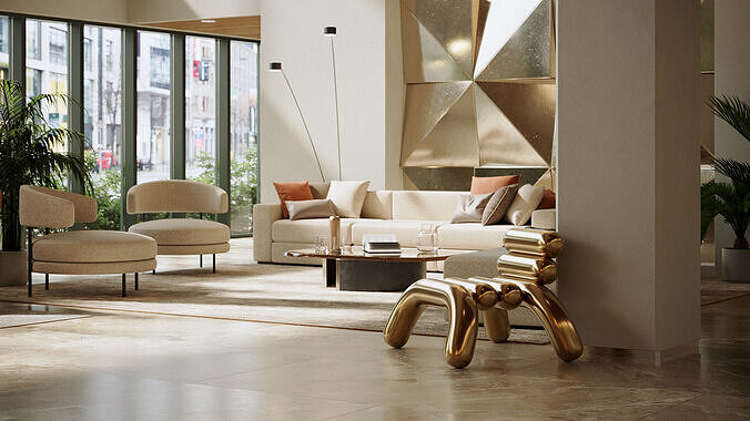 Archmodels vol 296 - hotel lobby furniture 3D model 6