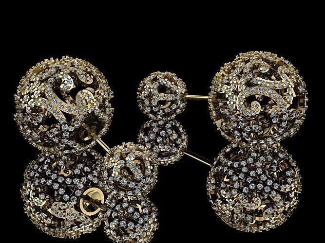 Sphere earrings gold 3D print model