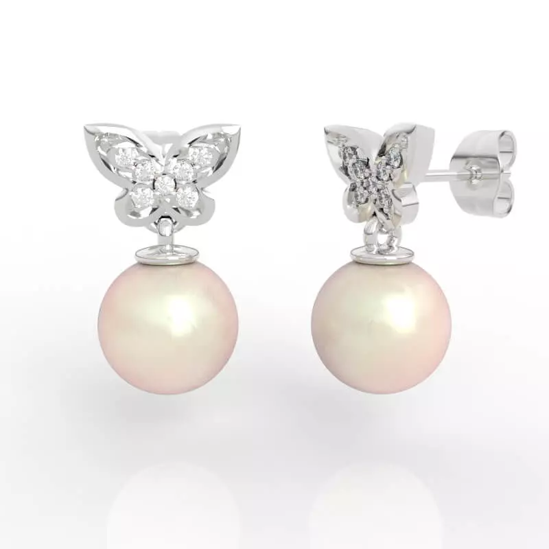 Butterfly Pearl Earrings 3D print model