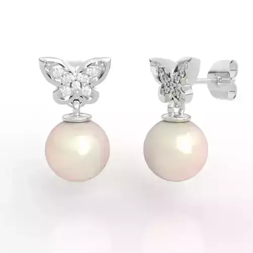 Butterfly Pearl Earrings 