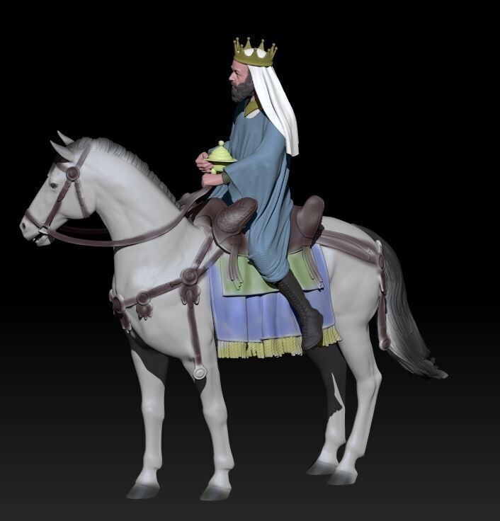 Wise kings - Gaspar on horse 3D print model_3
