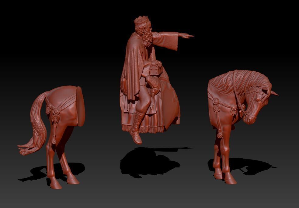 Wise kings - Melchior on horse 3D print model_2