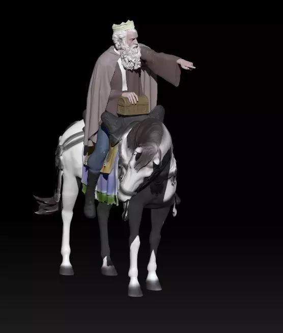 Wise kings - Melchior on horse 3D print model_0