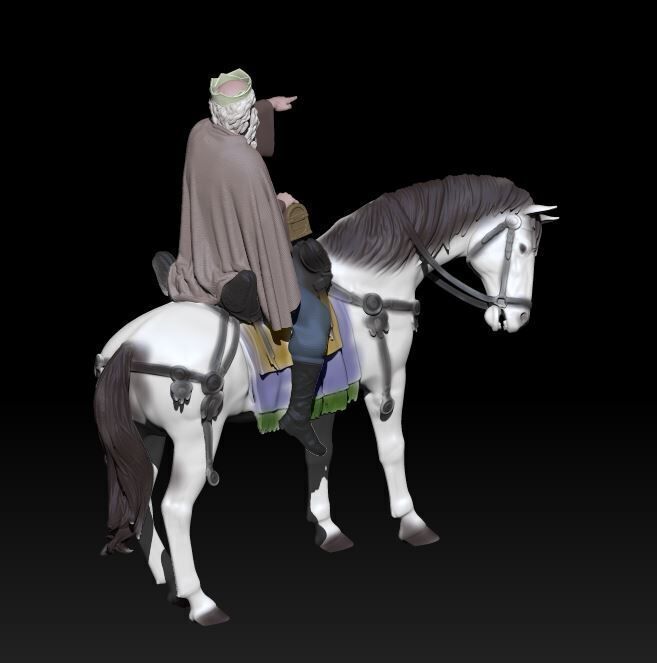 Wise kings - Melchior on horse 3D print model_4