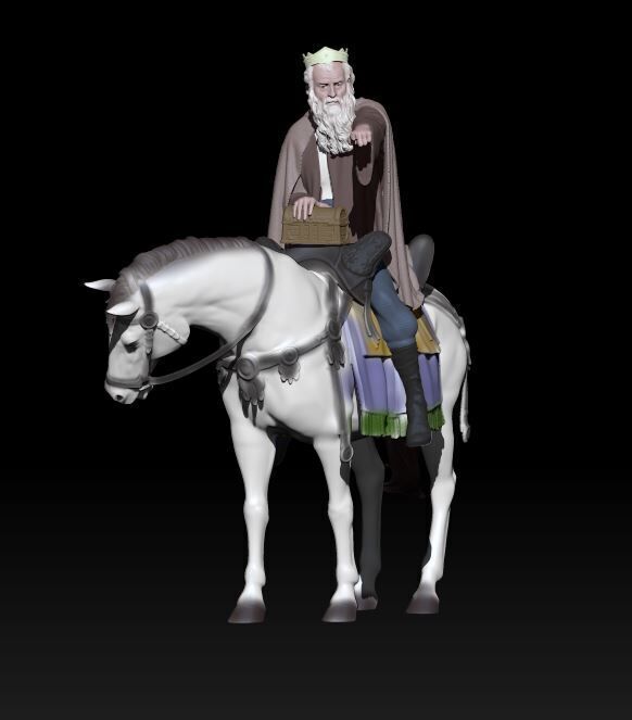Wise kings - Melchior on horse 3D print model_1