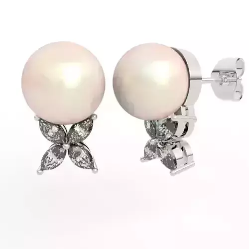 Floral Pearl Stud Earrings