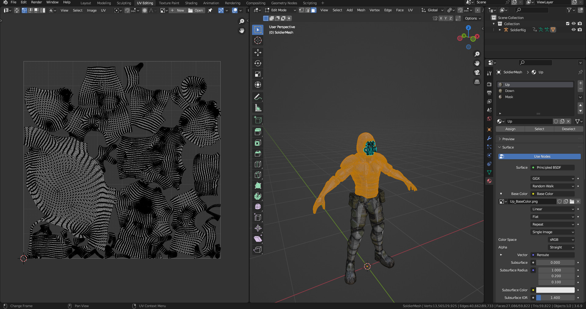 Gameready  post-apocalyptic armored soldier Low-poly 3D model_37