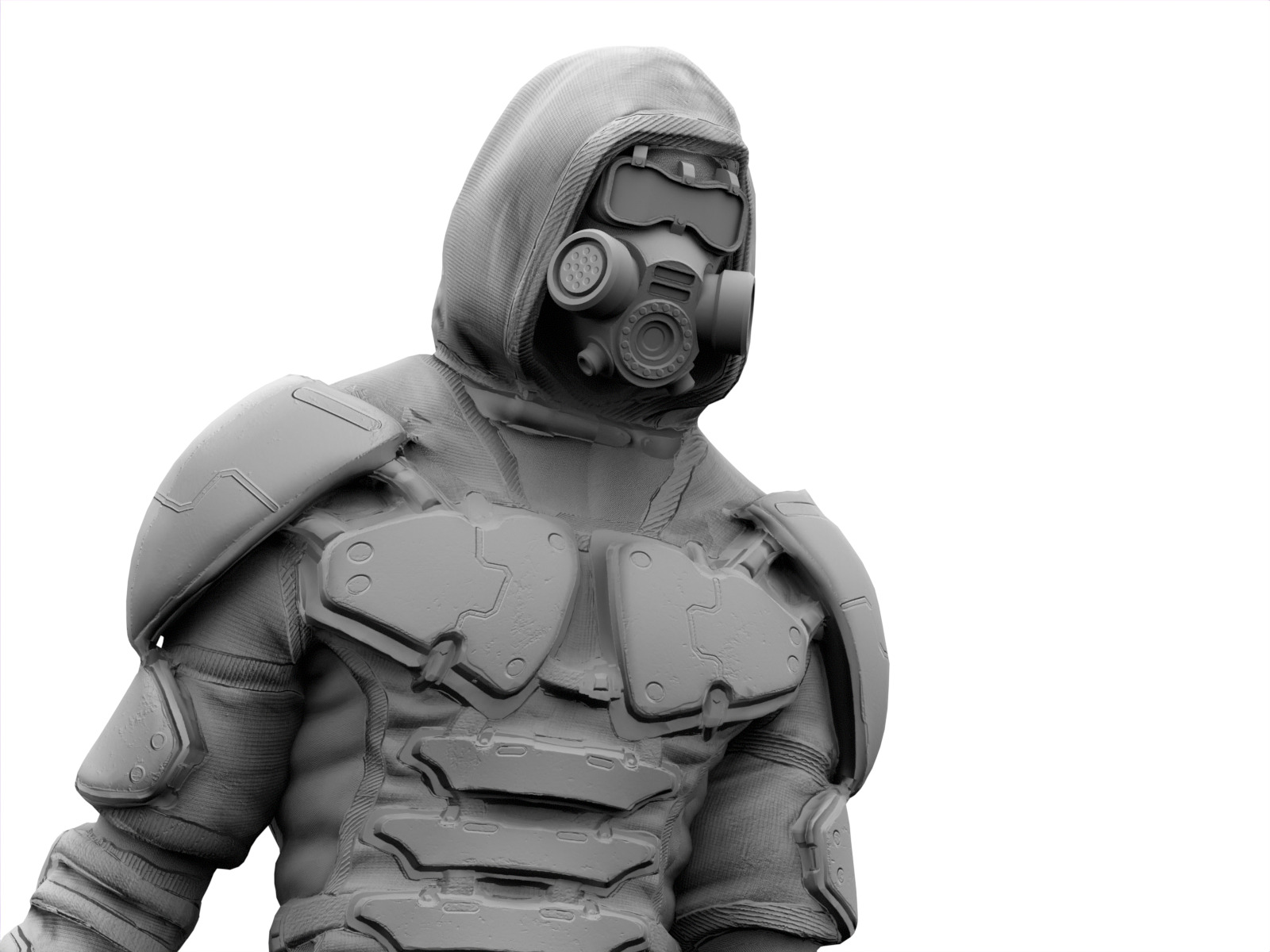 Gameready  post-apocalyptic armored soldier Low-poly 3D model_24