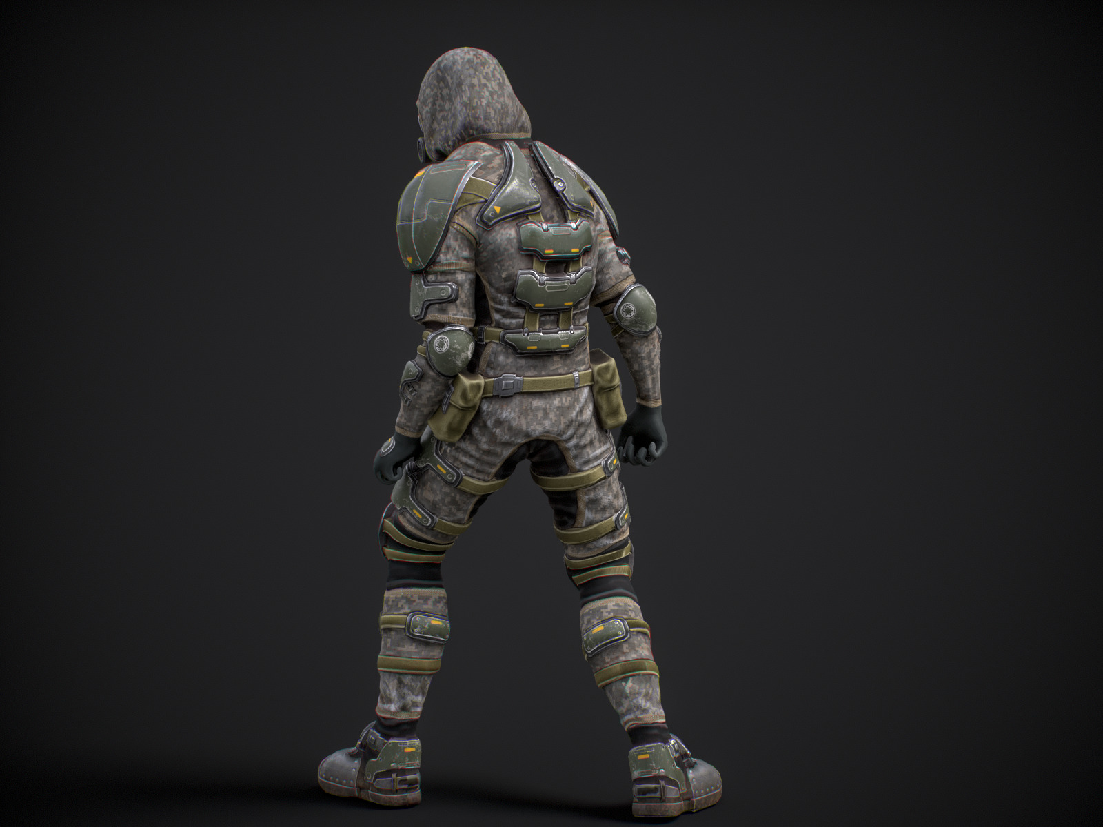 Gameready  post-apocalyptic armored soldier Low-poly 3D model_10