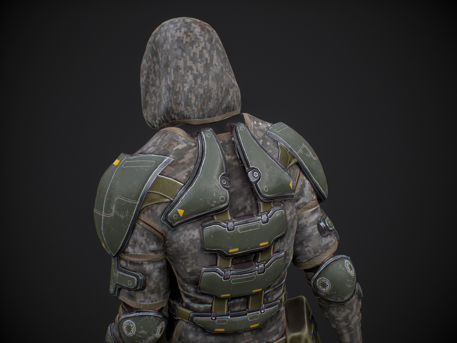 Gameready  post-apocalyptic armored soldier Low-poly 3D model_12