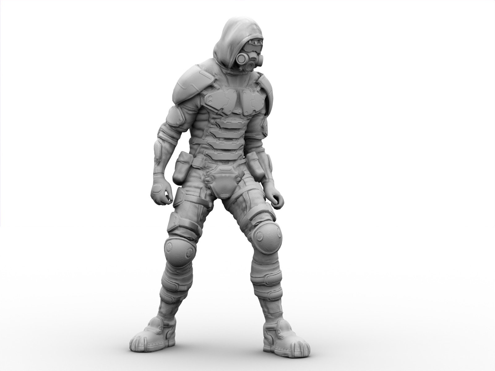 Gameready  post-apocalyptic armored soldier Low-poly 3D model_22
