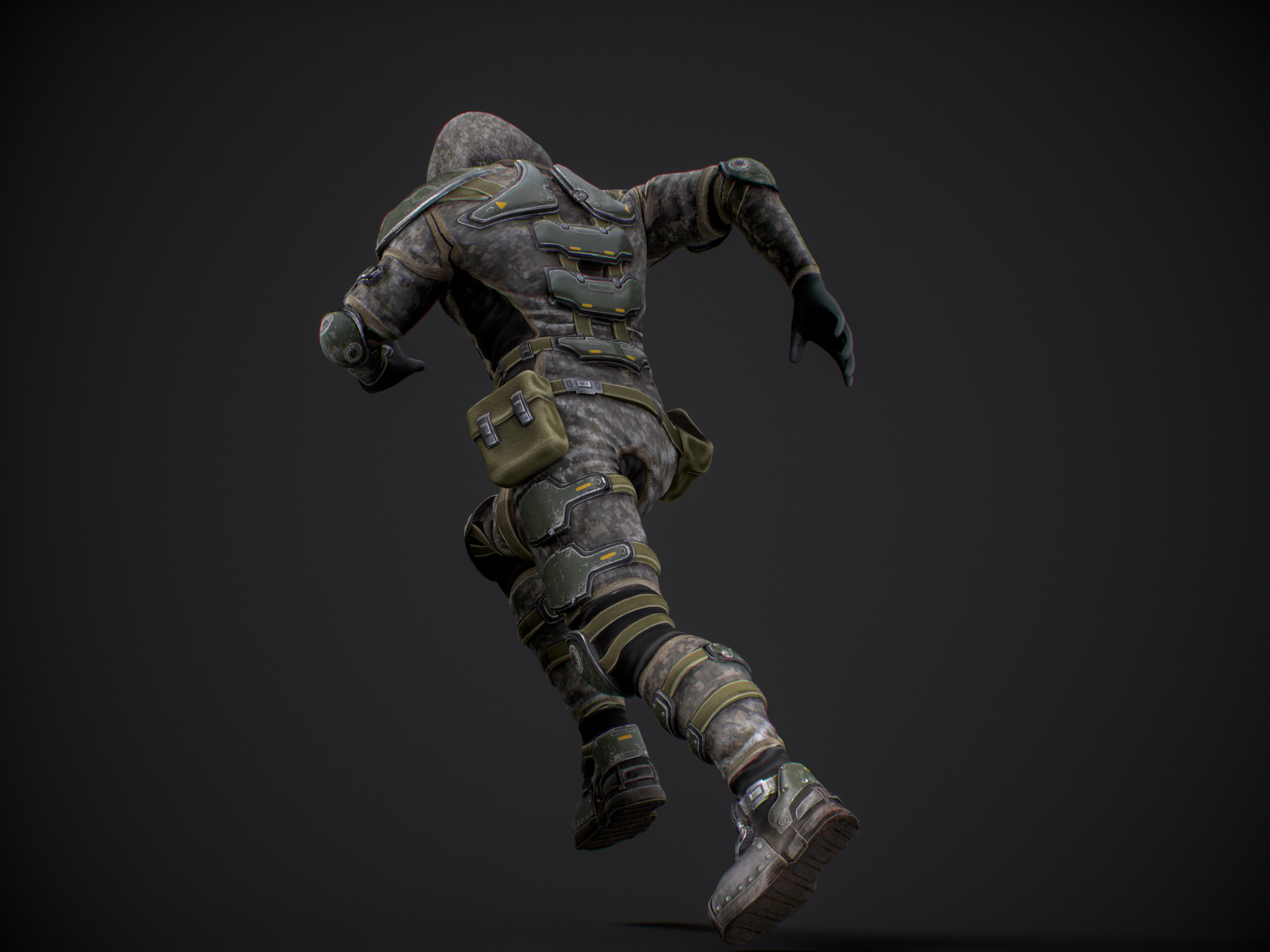 Gameready  post-apocalyptic armored soldier Low-poly 3D model_8