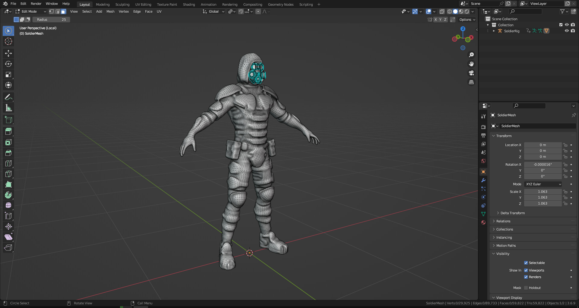 Gameready  post-apocalyptic armored soldier Low-poly 3D model_29