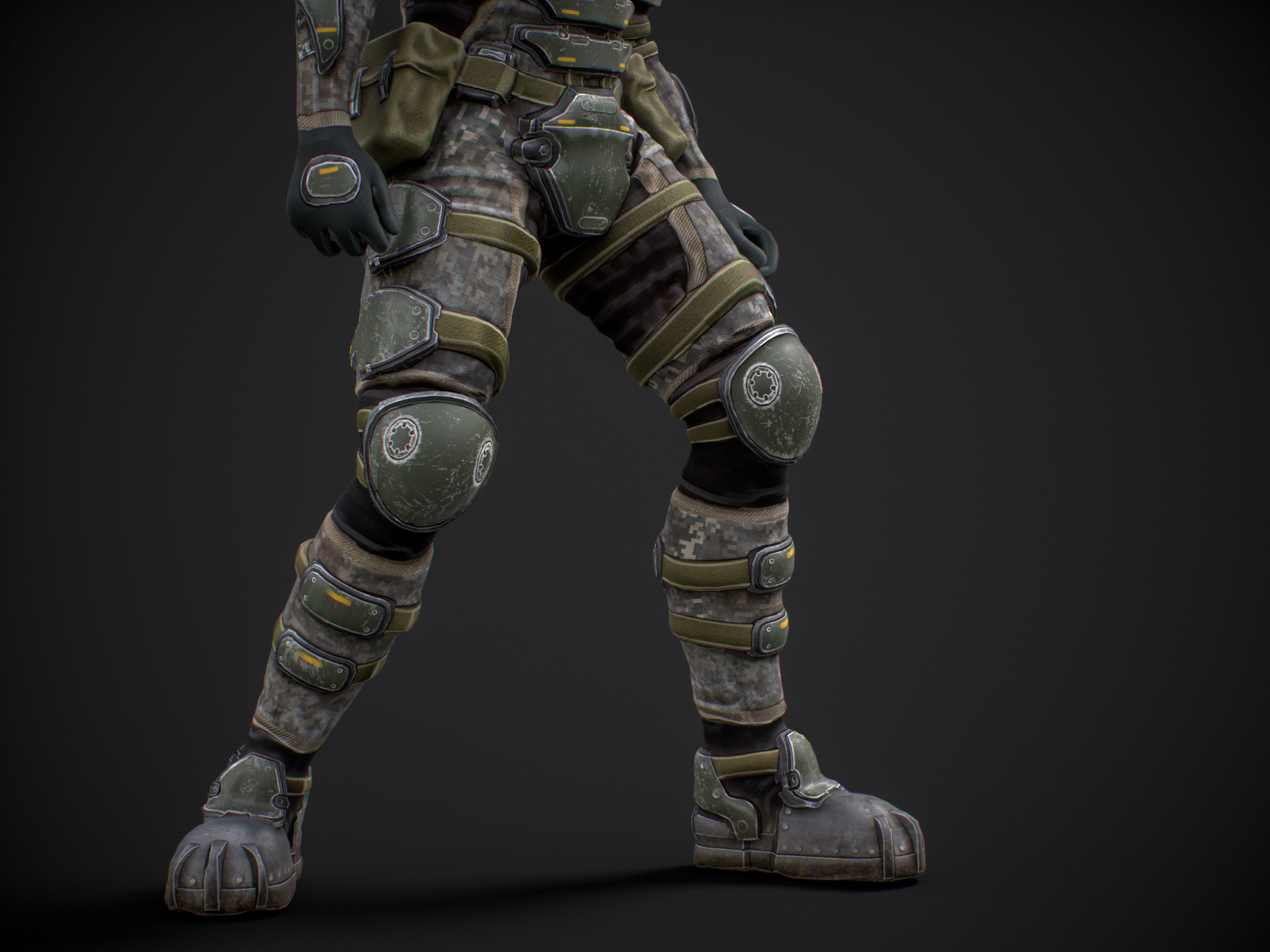 Gameready  post-apocalyptic armored soldier Low-poly 3D model_15