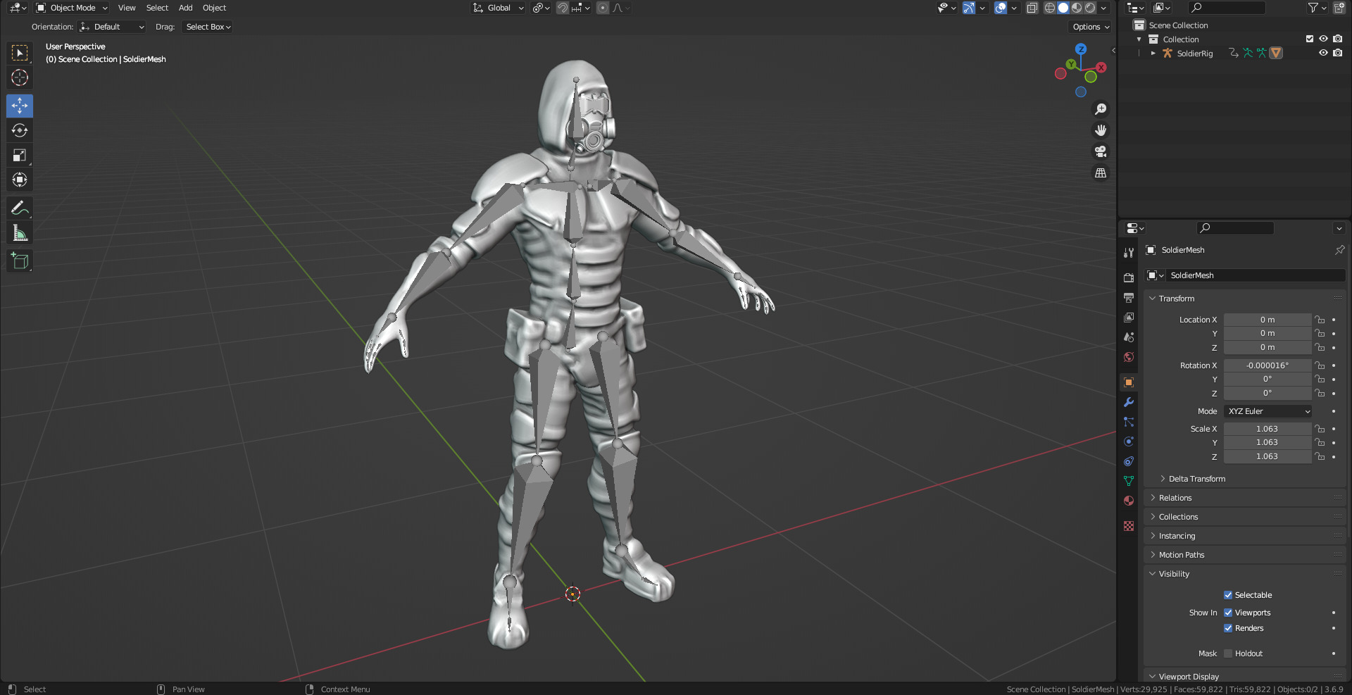 Gameready  post-apocalyptic armored soldier Low-poly 3D model_28