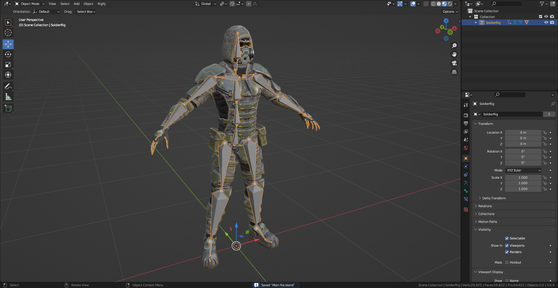 Gameready  post-apocalyptic armored soldier Low-poly 3D model_27