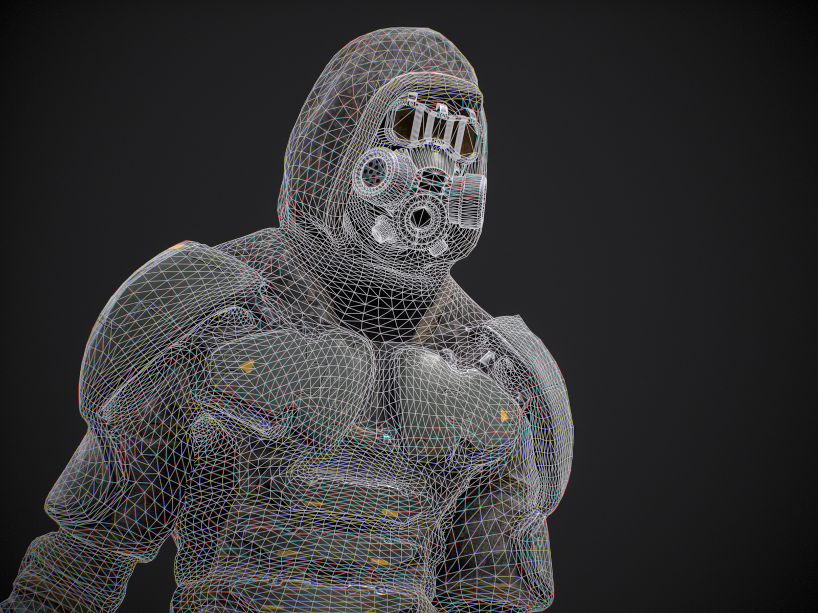 Gameready  post-apocalyptic armored soldier Low-poly 3D model_19