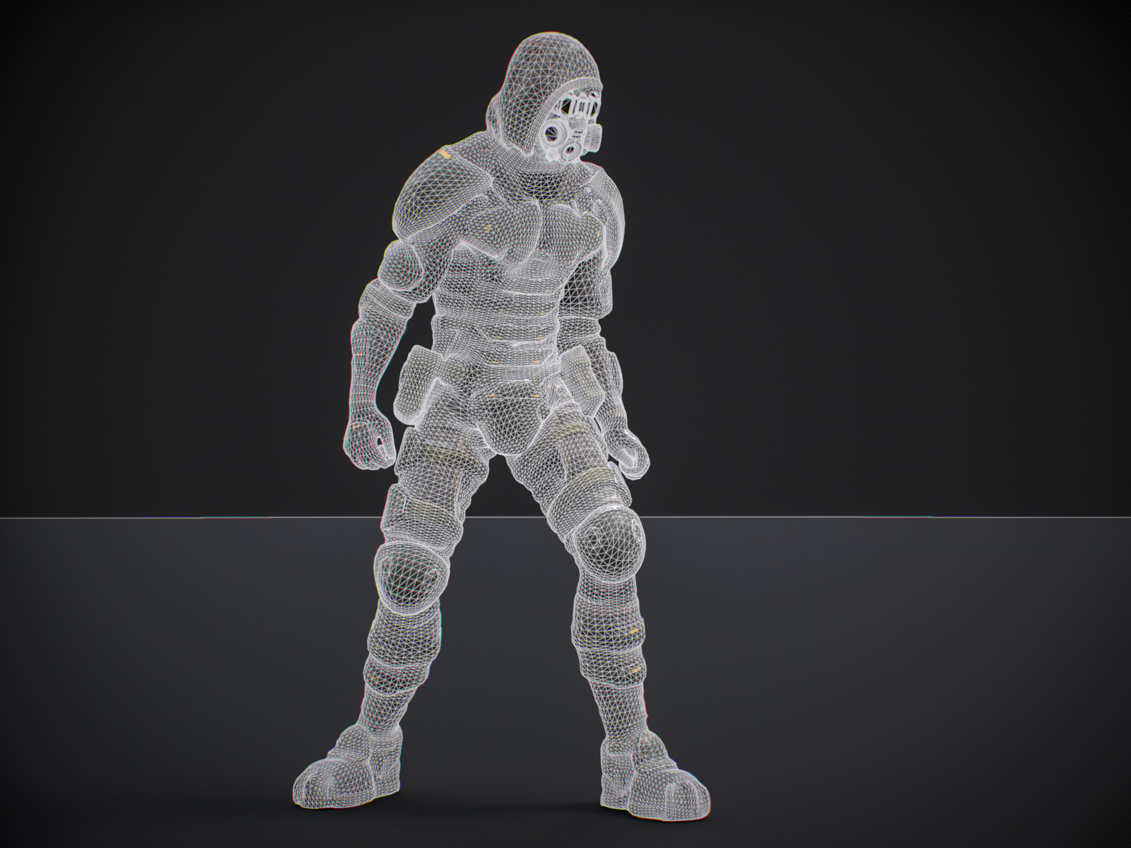 Gameready  post-apocalyptic armored soldier Low-poly 3D model_17