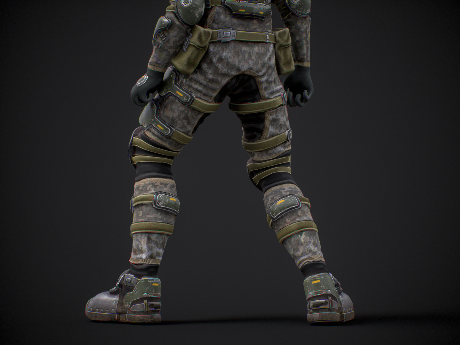 Gameready  post-apocalyptic armored soldier Low-poly 3D model_16