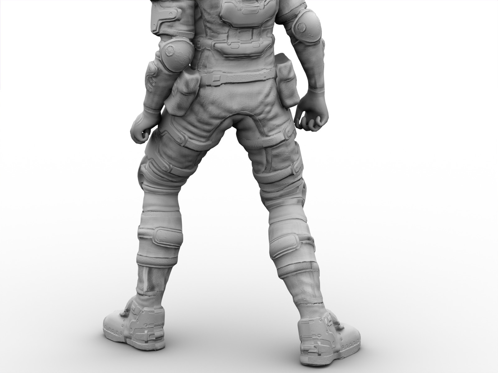 Gameready  post-apocalyptic armored soldier Low-poly 3D model_26