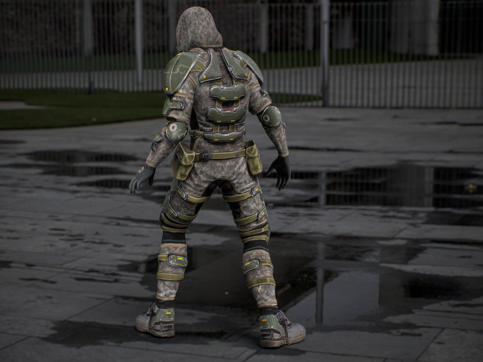Gameready  post-apocalyptic armored soldier Low-poly 3D model_4