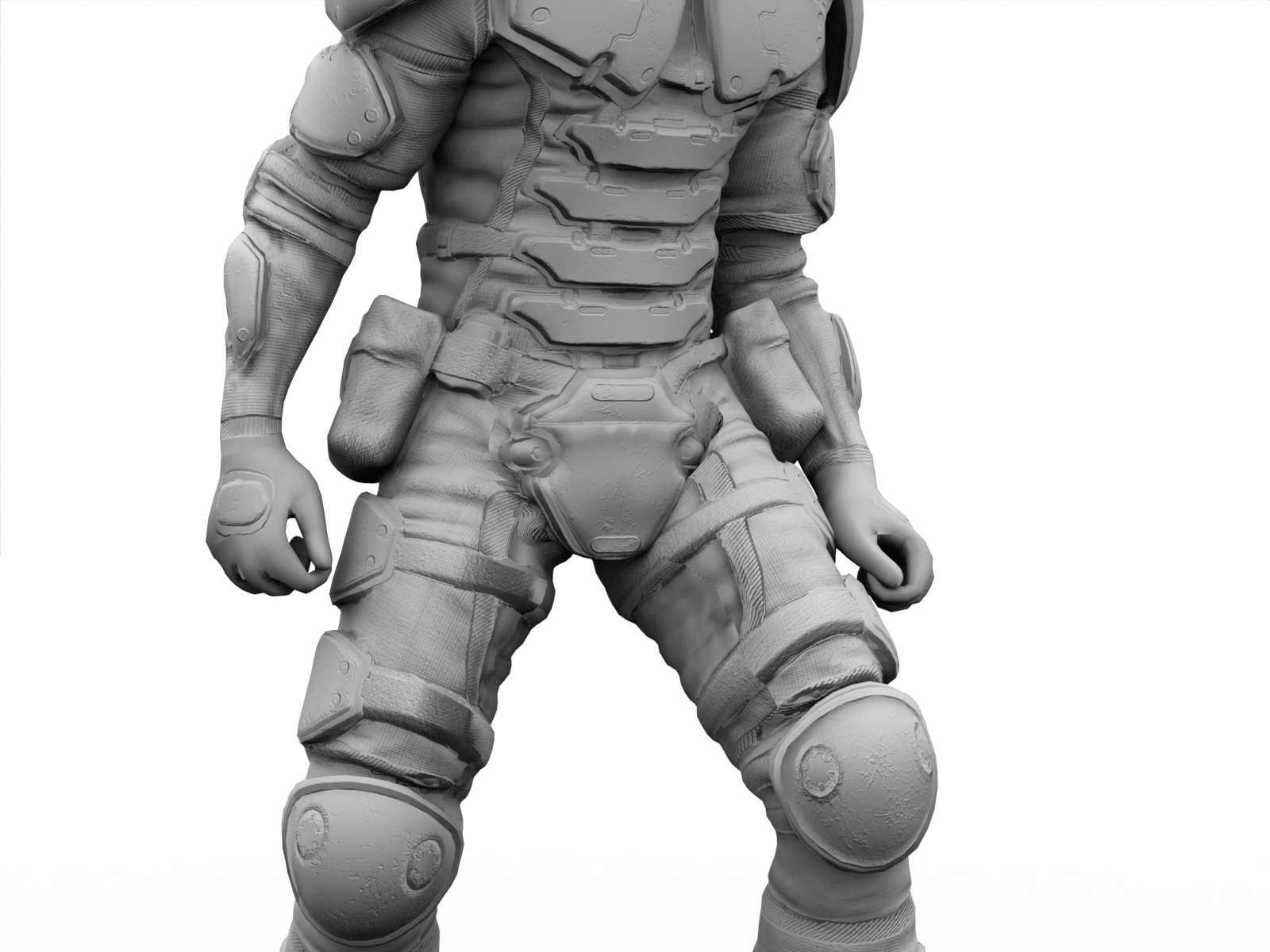 Gameready  post-apocalyptic armored soldier Low-poly 3D model_25
