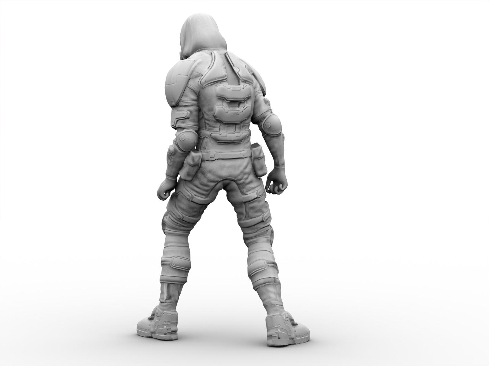 Gameready  post-apocalyptic armored soldier Low-poly 3D model_23