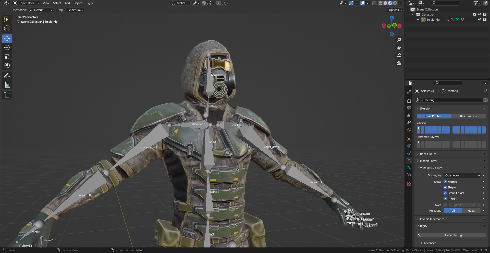 Gameready  post-apocalyptic armored soldier Low-poly 3D model_32
