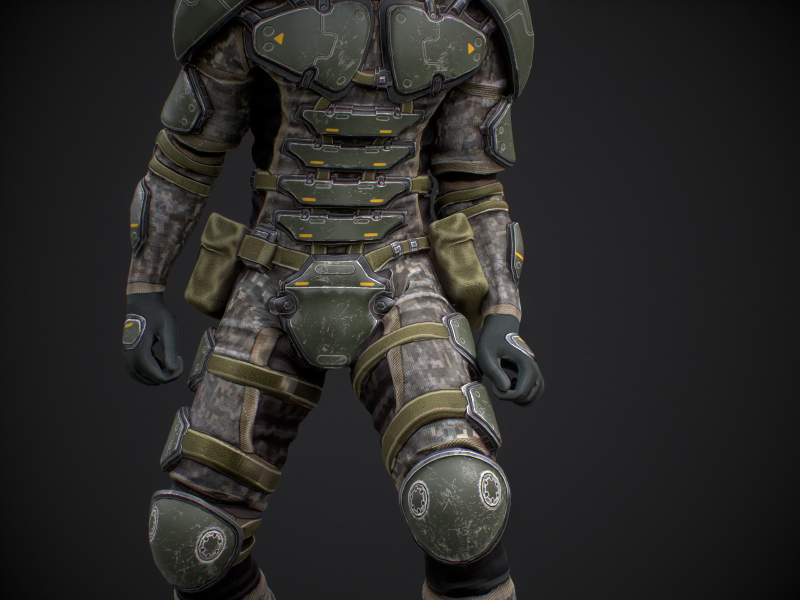 Gameready  post-apocalyptic armored soldier Low-poly 3D model_13
