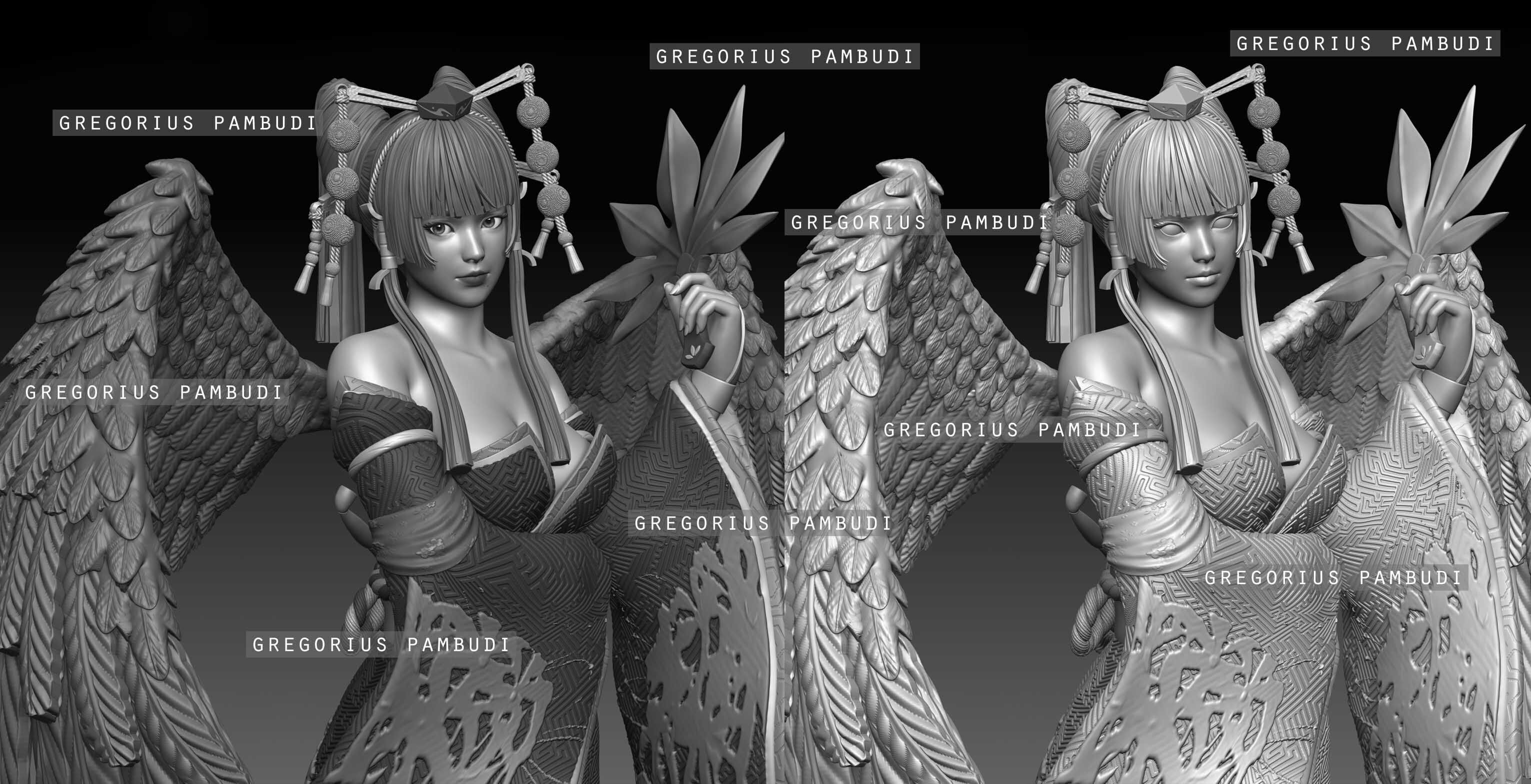 Nyotengu Dead or Alive Fan Art Statue 3d Printable 3D print model_19