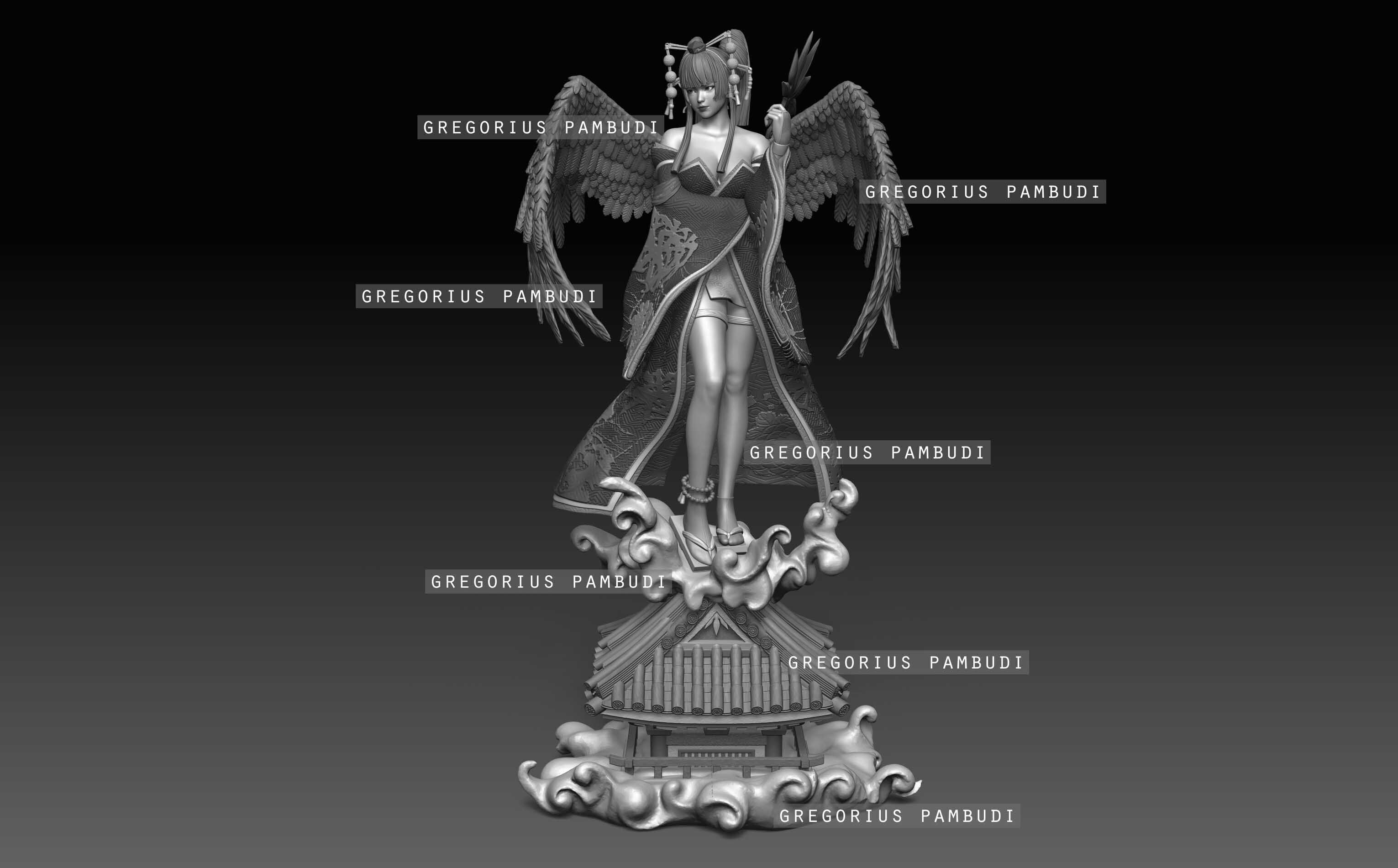 Nyotengu Dead or Alive Fan Art Statue 3d Printable 3D print model_16