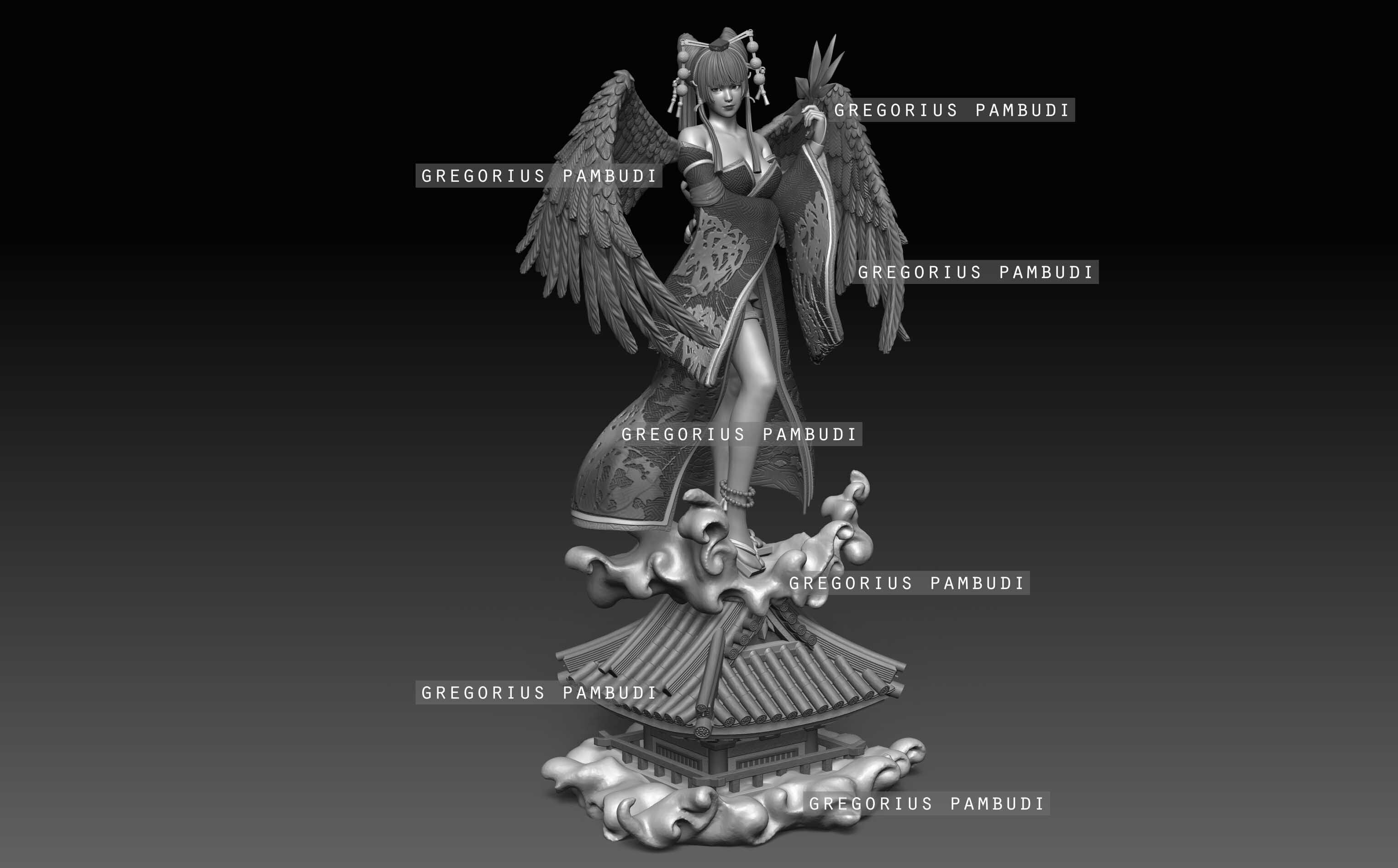 Nyotengu Dead or Alive Fan Art Statue 3d Printable 3D print model_3