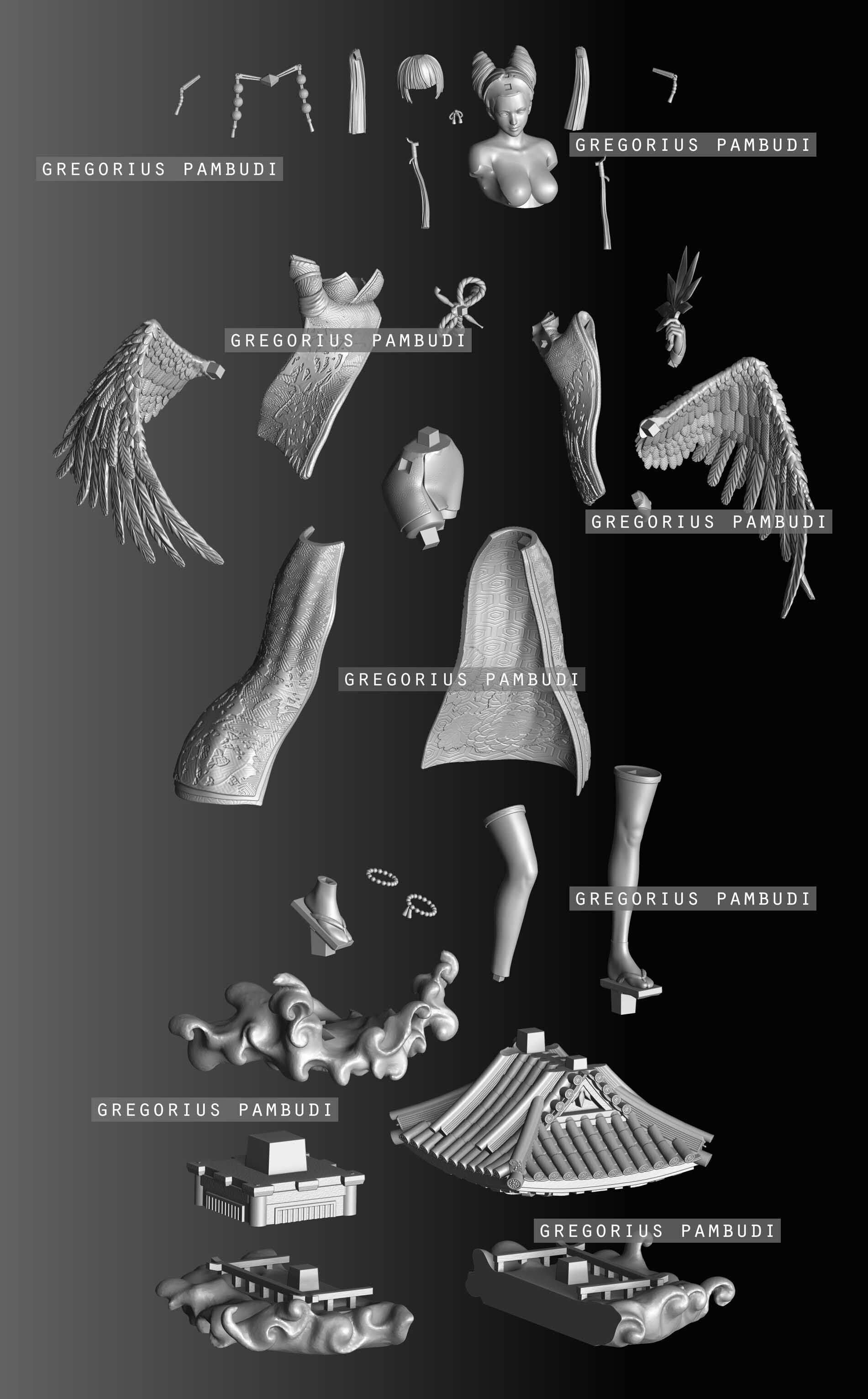 Nyotengu Dead or Alive Fan Art Statue 3d Printable 3D print model_2