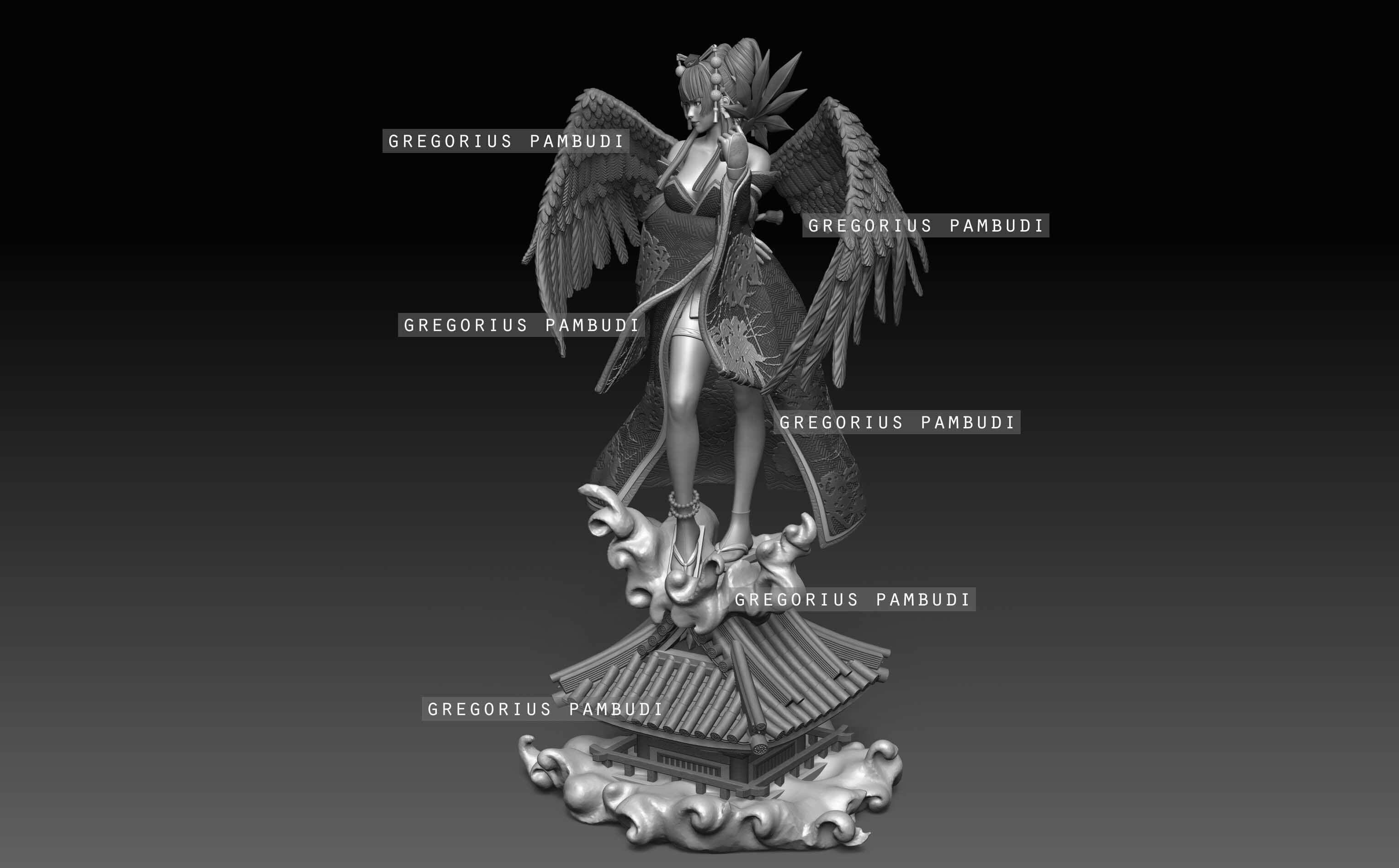 Nyotengu Dead or Alive Fan Art Statue 3d Printable 3D print model_17