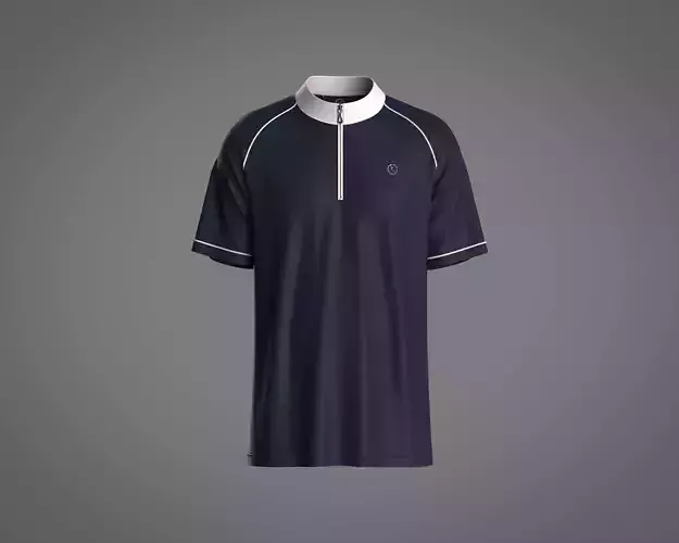 Men half high collar running jersey with mesh