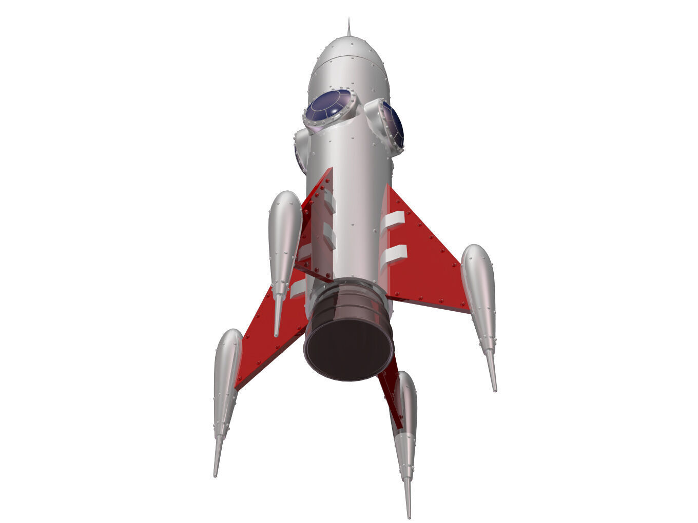 Retro rocket 3D model_2